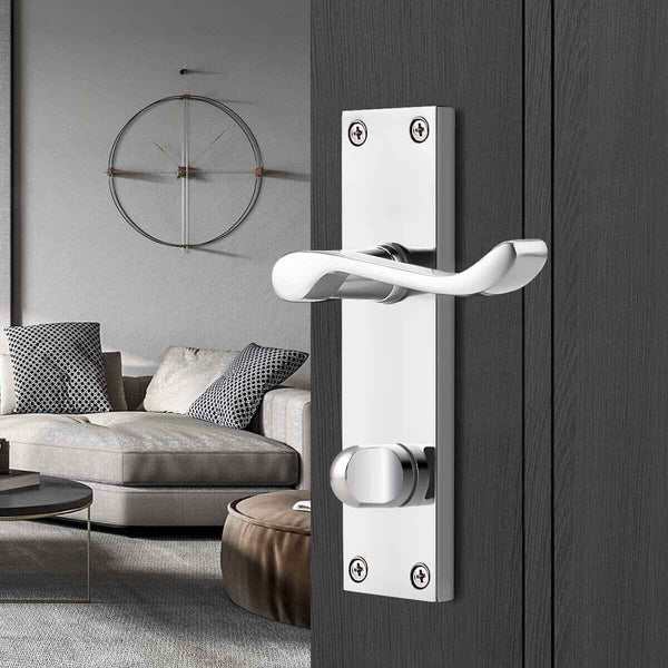 Victorian Scroll Chrome Door Handle Lever Lock Set 2 Pack Probrico