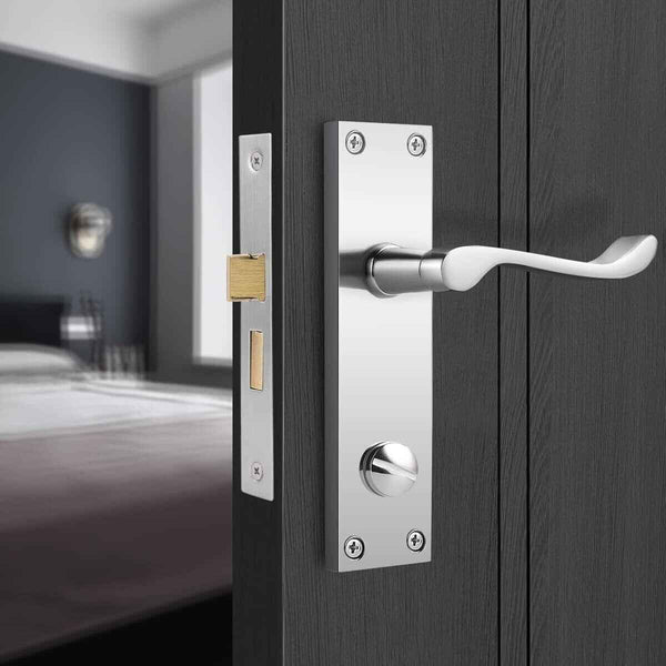 Victorian Scroll Chrome Door Handle Lever Lock Set 2 Pack Probrico