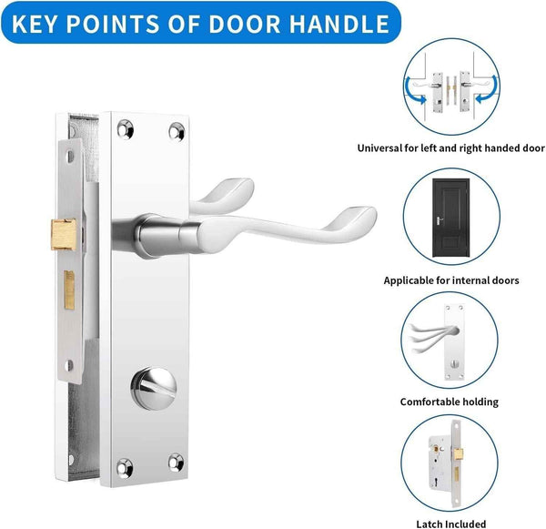 Victorian Scroll Chrome Door Handle Lever Lock Set 2 Pack Probrico