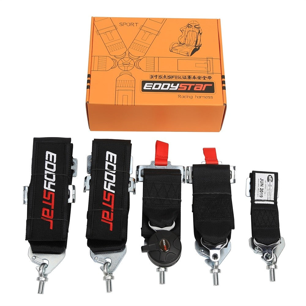 EDY SINGLE (x1) Universal Nylon Drift Car Racing Seat Belt Orange / Black / Red / Blue / Purple Colour 5 Point 5-Point Harness Seat Belt Easy Installation US SFl 1.6 For Racing Car / Sim / 4x4 / Van / Camper