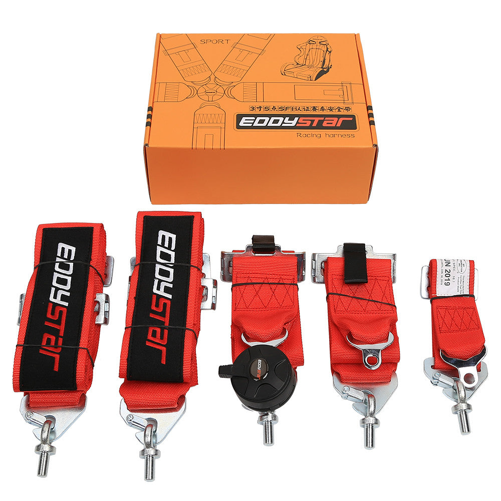 EDY SINGLE (x1) Universal Nylon Drift Car Racing Seat Belt Orange / Black / Red / Blue / Purple Colour 5 Point 5-Point Harness Seat Belt Easy Installation US SFl 1.6 For Racing Car / Sim / 4x4 / Van / Camper
