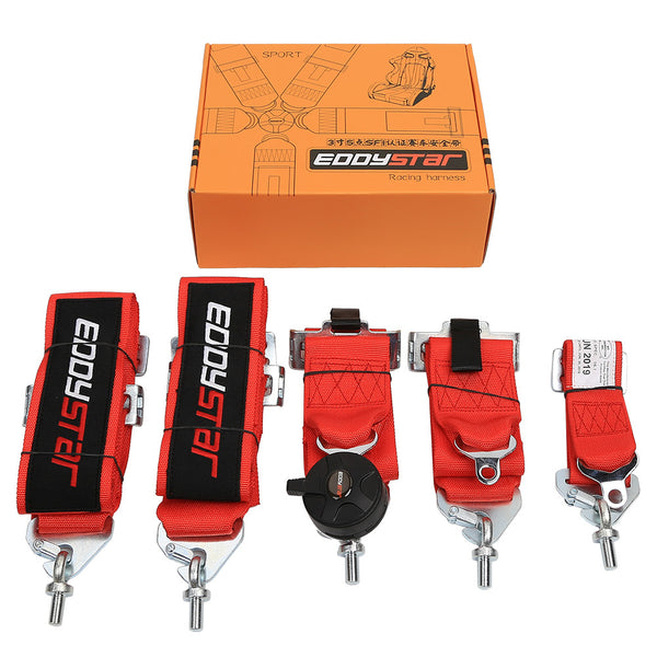 EDY SINGLE (x1) Universal Nylon Drift Car Racing Seat Belt Orange / Black / Red / Blue / Purple Colour 5 Point 5-Point Harness Seat Belt Easy Installation US SFl 1.6 For Racing Car / Sim / 4x4 / Van / Camper