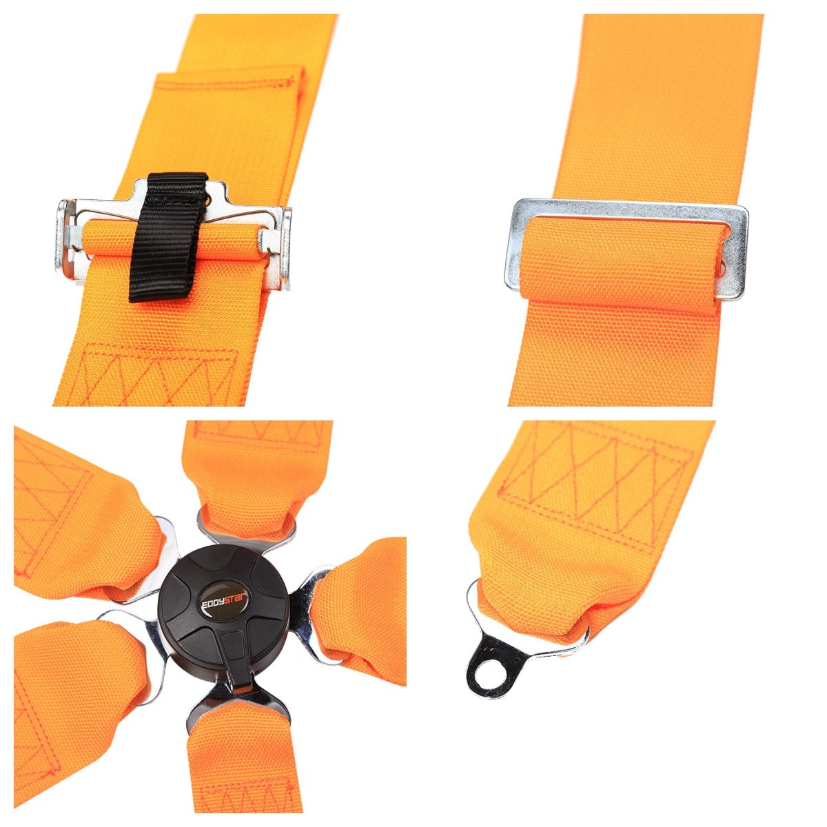 EDY SINGLE (x1) Universal Nylon Drift Car Racing Seat Belt Orange / Black / Red / Blue / Purple Colour 5 Point 5-Point Harness Seat Belt Easy Installation US SFl 1.6 For Racing Car / Sim / 4x4 / Van / Camper
