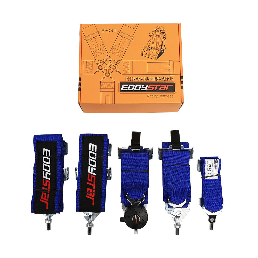 EDY SINGLE (x1) Universal Nylon Drift Car Racing Seat Belt Orange / Black / Red / Blue / Purple Colour 5 Point 5-Point Harness Seat Belt Easy Installation US SFl 1.6 For Racing Car / Sim / 4x4 / Van / Camper