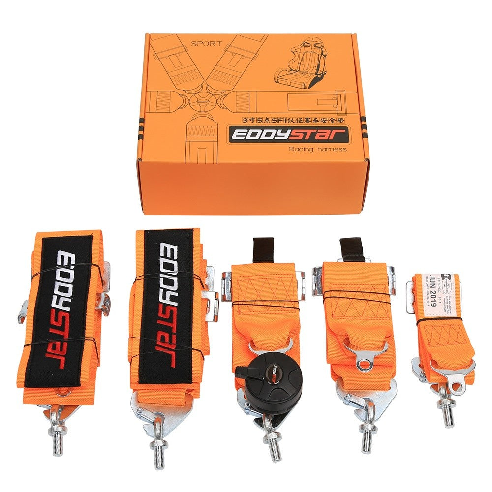EDY SINGLE (x1) Universal Nylon Drift Car Racing Seat Belt Orange / Black / Red / Blue / Purple Colour 5 Point 5-Point Harness Seat Belt Easy Installation US SFl 1.6 For Racing Car / Sim / 4x4 / Van / Camper