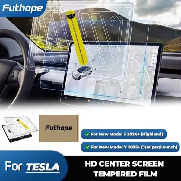 Futhope Tempered Glass Screen Protector For Tesla Model 3  Y Highland juniper 2021-2025