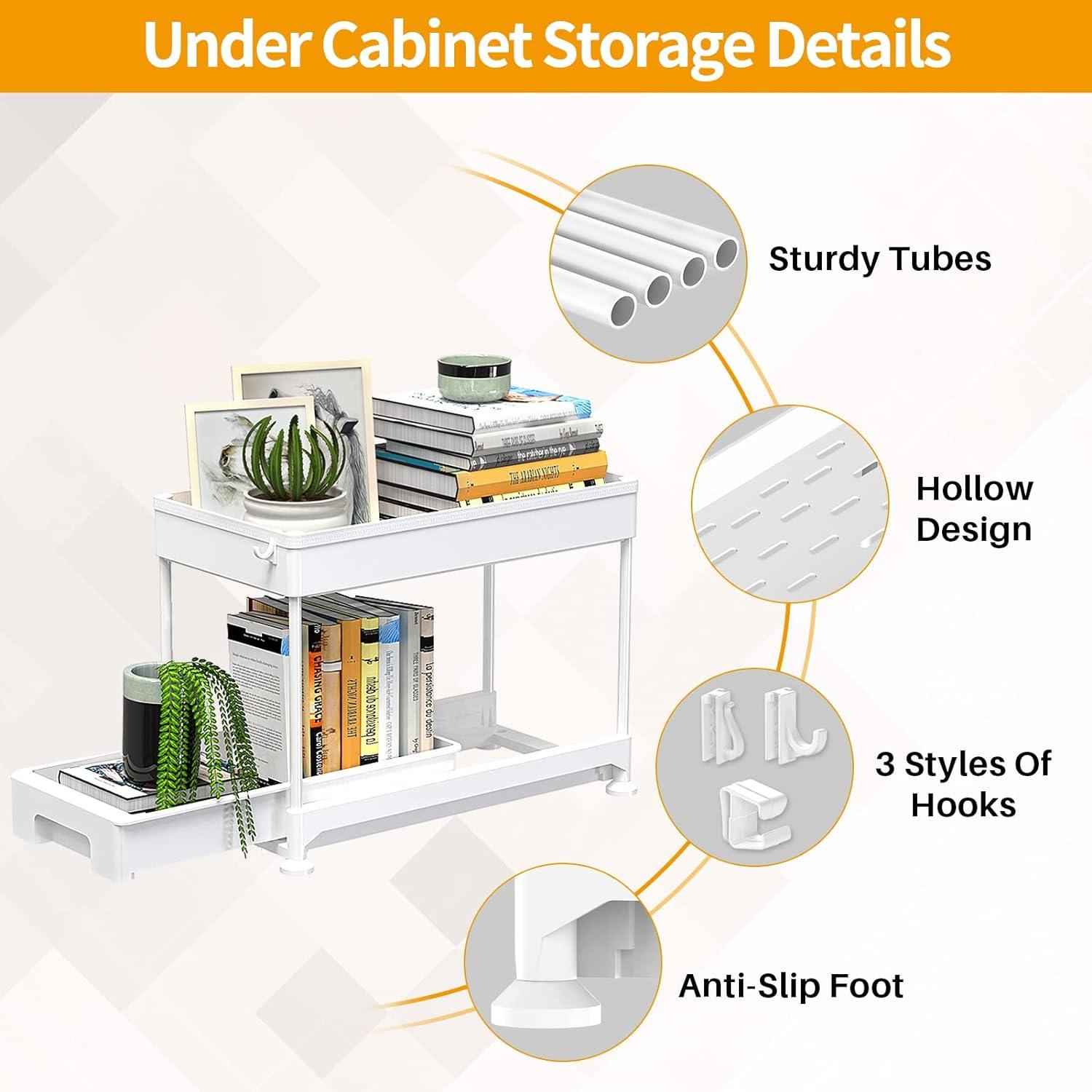 Under Cabinet Slide Out Storage Drawer 2 Tier Under Sink Organizer Kitchen Ronlap