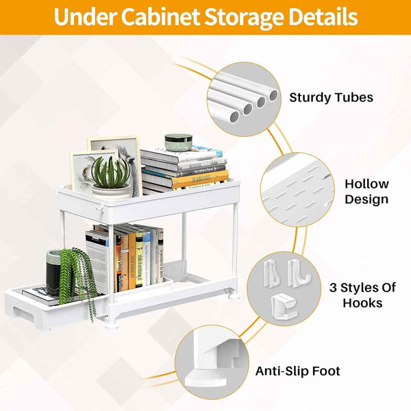 Under Cabinet Slide Out Storage Drawer 2 Tier Under Sink Organizer Kitchen Ronlap