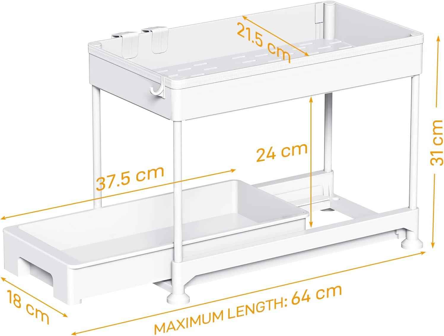 Under Cabinet Slide Out Storage Drawer 2 Tier Under Sink Organizer Kitchen Ronlap