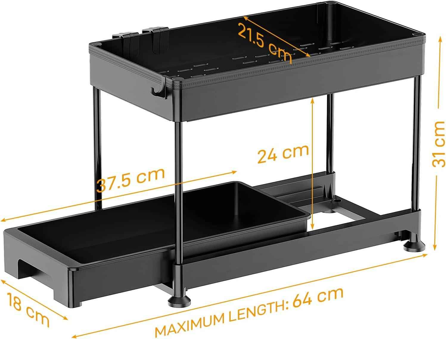 Under Cabinet Slide Out Storage Drawer 2 Tier Under Sink Organizer Kitchen Ronlap
