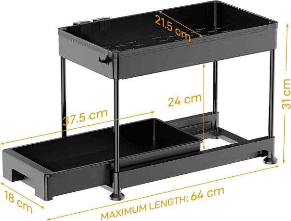 Under Cabinet Slide Out Storage Drawer 2 Tier Under Sink Organizer Kitchen Ronlap