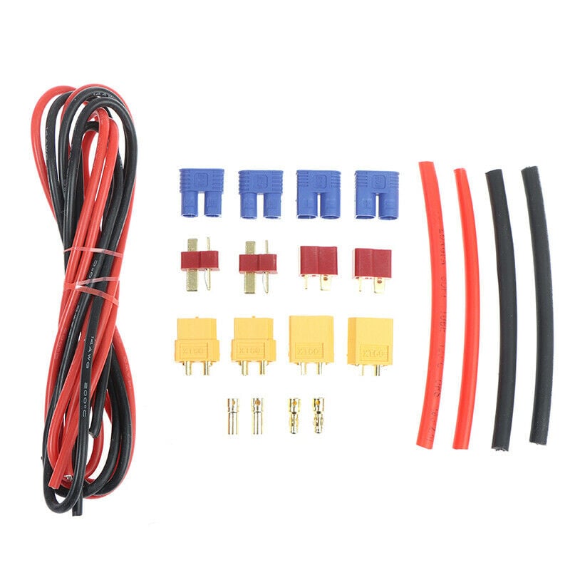 Battery Connector Set (T-plug, EC3, XT60) w/ Silicone Wire and Heat Shrink