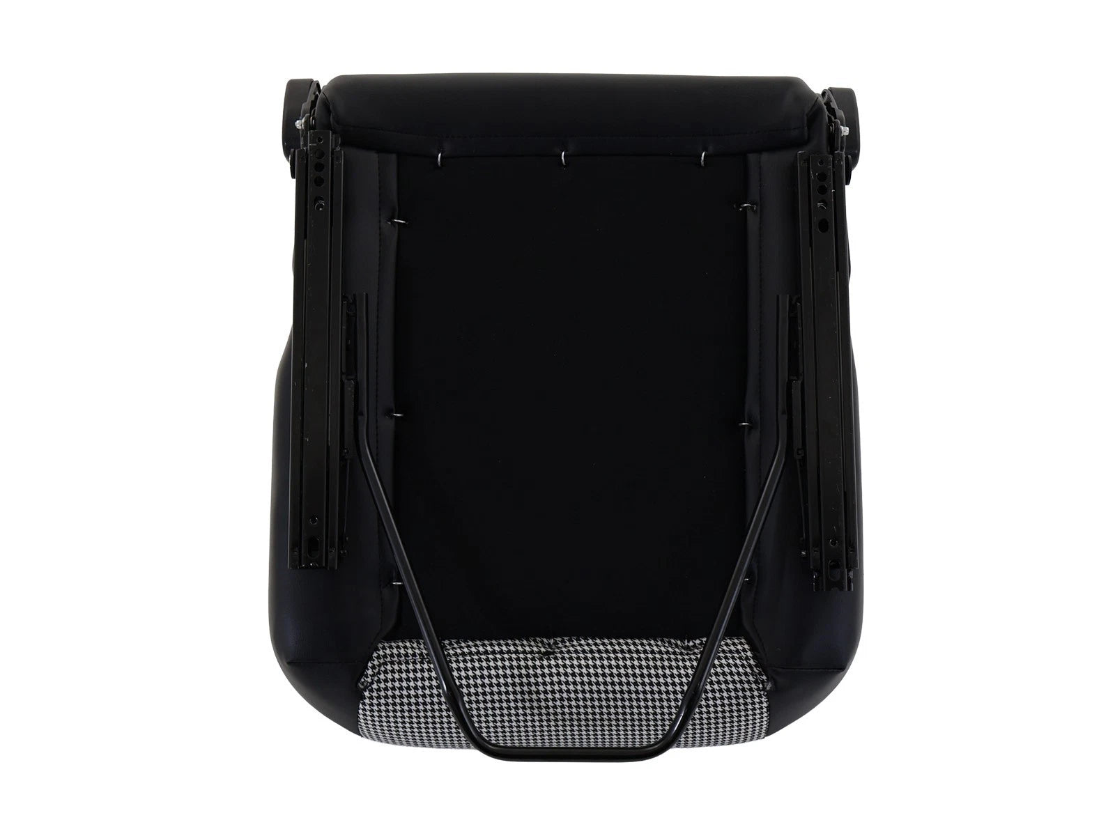 DTK Pair (x2) Universal Aftermarket PORSCHE Style Bucket Seats Black PVC Leather with Houndstooth Centres + base mounted slide runners