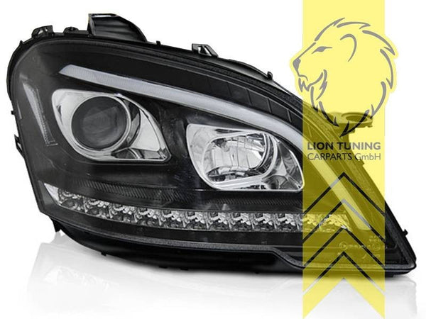 LT Pair LED DRL Lightbar Headlights Mercedes W164 ML M-Class Facelift Black LHD