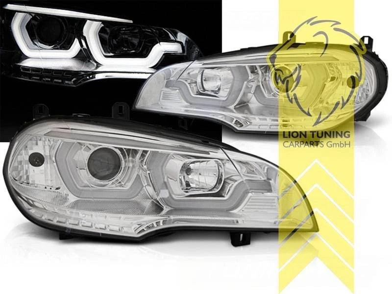 LTG Pair Aftermarket LED DRL Headlights for BMW X5 E70 07+ chrome LHD