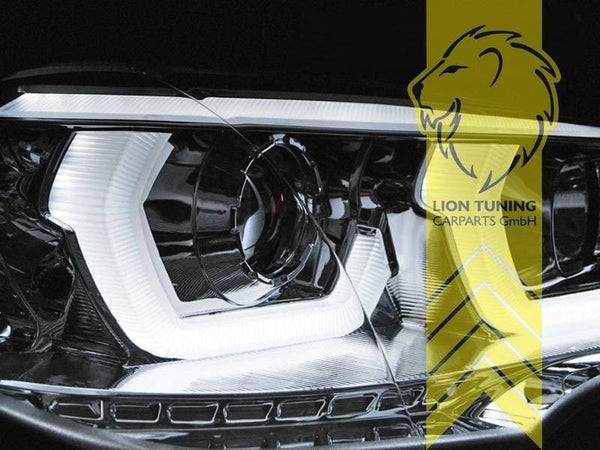 LTG Pair Aftermarket LED DRL Headlights for BMW X5 E70 07+ chrome LHD