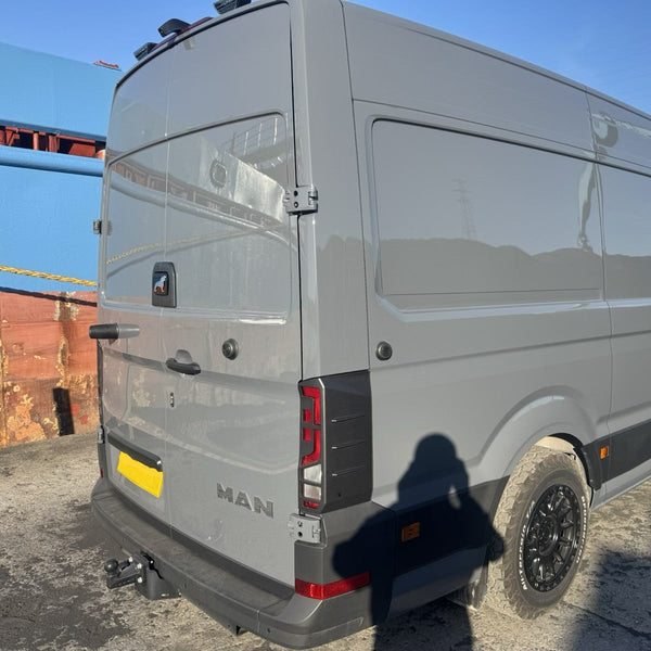 For MAN TGE Rear Light Guards - Ultimate Matte Black Hammerite Protection (2018+)