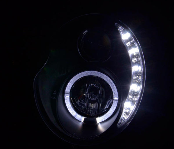 FK LED DRL Halo Servo H1 Headlights BMW Mini Cooper S JCW R50 R53 01-06 Black