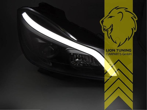 LT Pair LED DRL Lightbar Headlights Mercedes W204 S204 C-Class 11-15 Black LHD