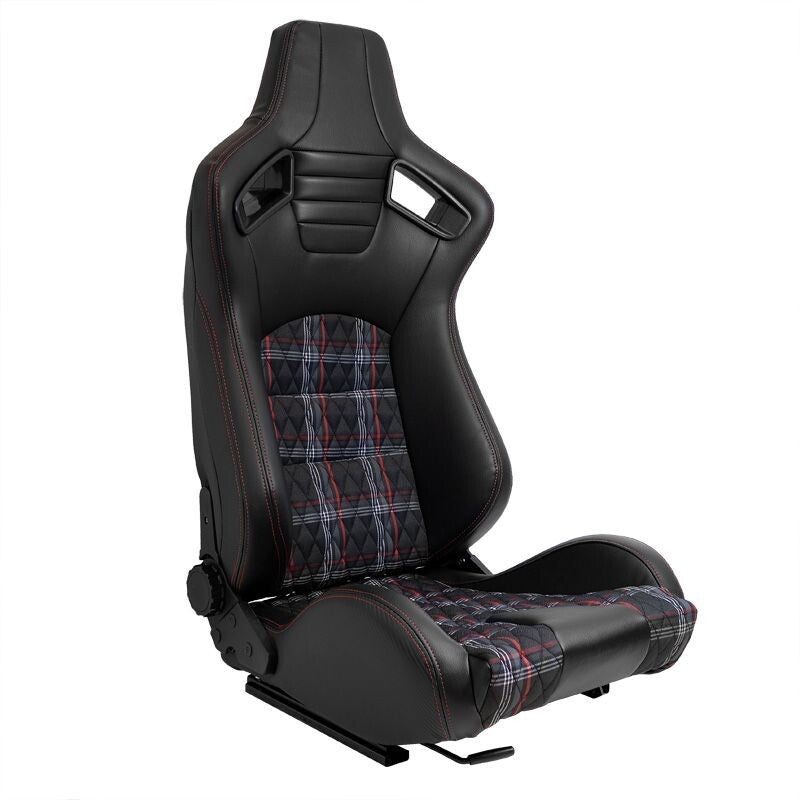 ATS GT x1 Universal Recline Sports Bucket Seat Plaid Check Edition Black & Red
