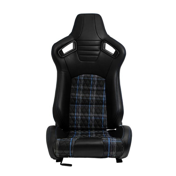ATS GT x1 Universal Recline Sports Bucket Seat Plaid Check Edition Black & Blue