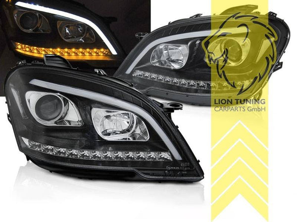 LT Pair LED DRL Lightbar Headlights Mercedes W164 ML M-Class Facelift Black LHD
