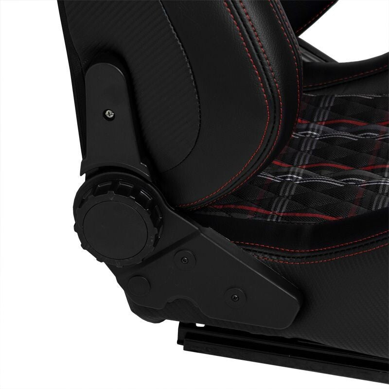 ATS GT x1 Universal Recline Sports Bucket Seat Plaid Check Edition Black & Red