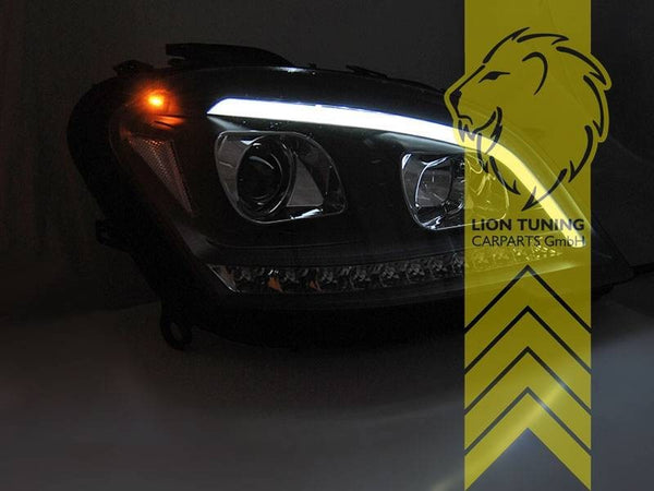 LT Pair LED DRL Lightbar Headlights Mercedes W164 ML M-Class Facelift Black LHD