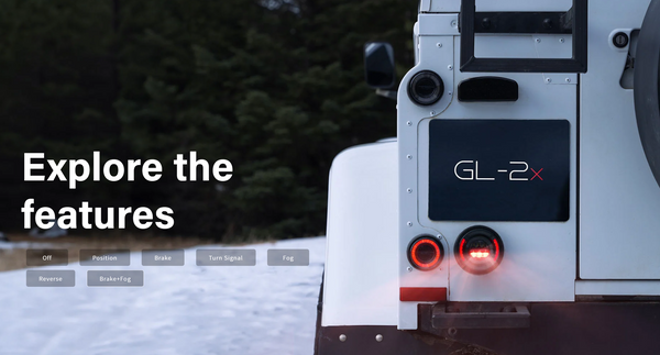 GLOHH GL-2x DARK SMOKE Set of 6 (3 lights each side) LED DRL Rear Lights Taillights Tail Lamps Land Rover Defender Halo Smoke 90-16 Dynamic Start-up display welcome light