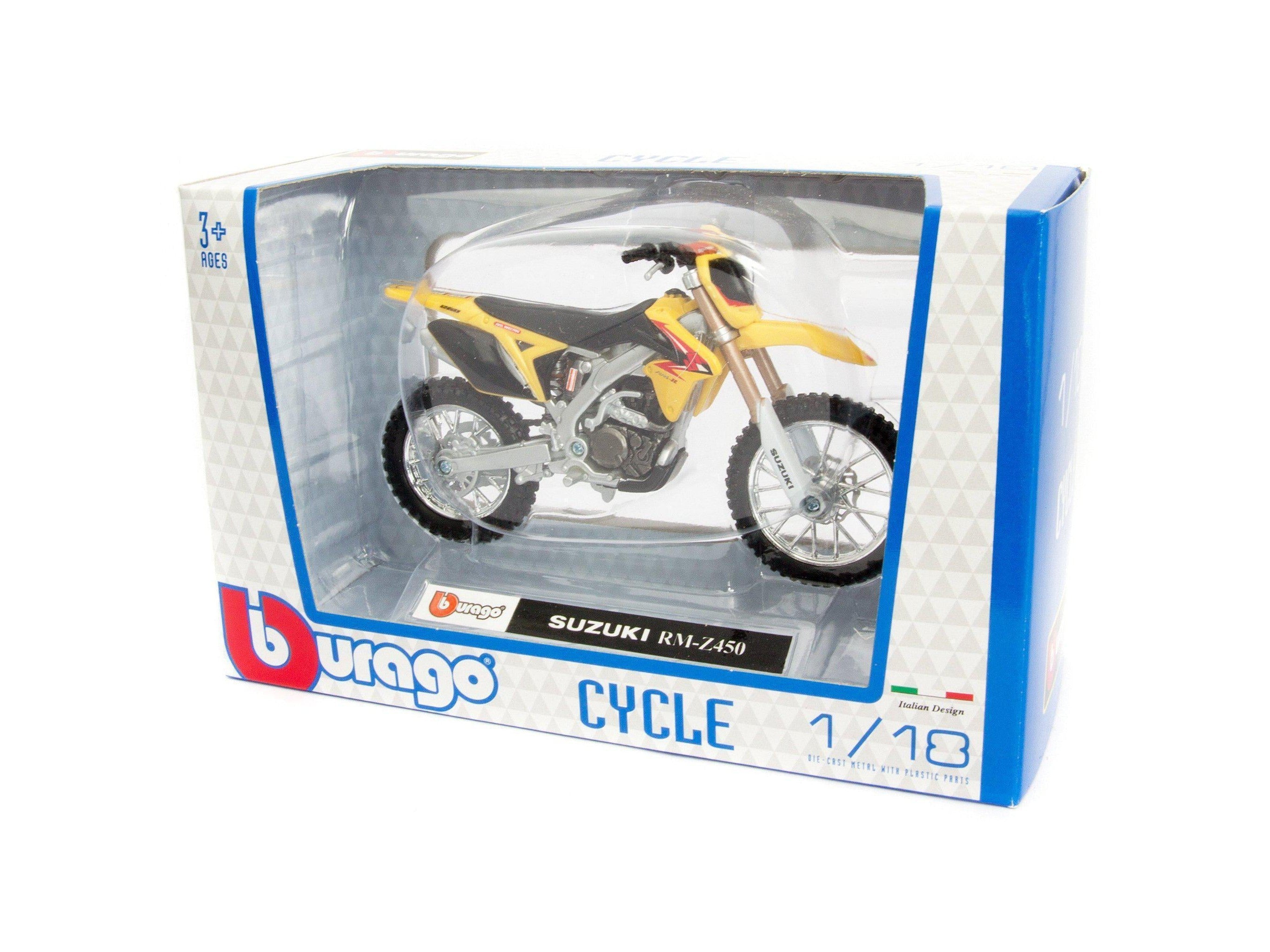 Suzuki RM-Z450 Yellow 1:18 Scale Bburago Diecast Model
