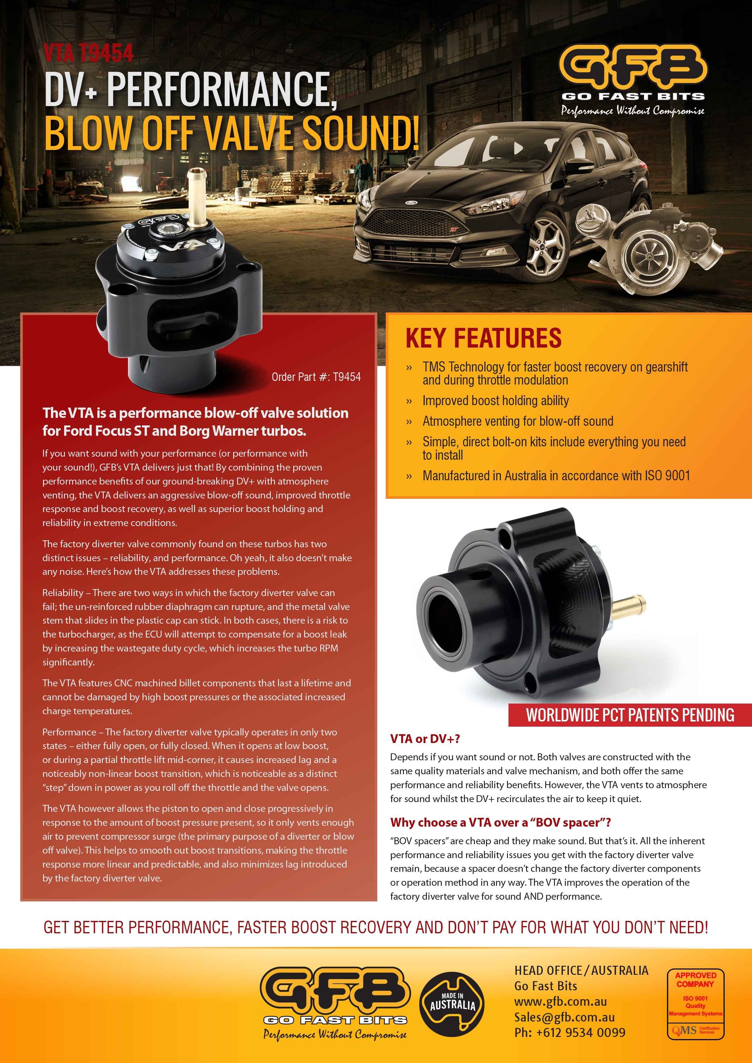 GFB T9454 VTA VENT TO ATMOSPHERE BLOW OFF VALVE - VOLVO C30 T5