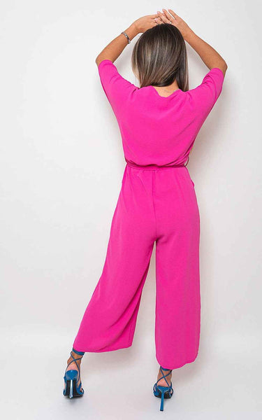 High-Quality V Neck Tie Waist Jumpsuit