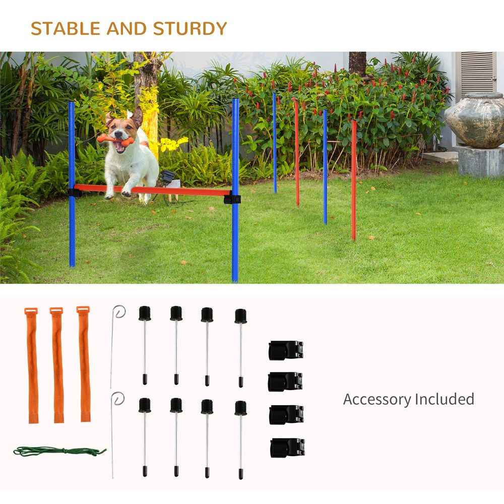 PawHut Pet Agility Training Equipment Dog Play Run Jump Obedience Training Set Adjustable (Pole + Hoop + Hurdle)