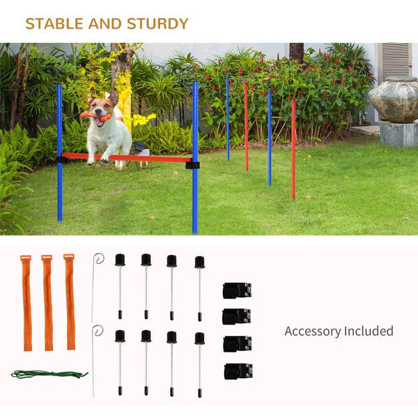 PawHut Pet Agility Training Equipment Dog Play Run Jump Obedience Training Set Adjustable (Pole + Hoop + Hurdle)