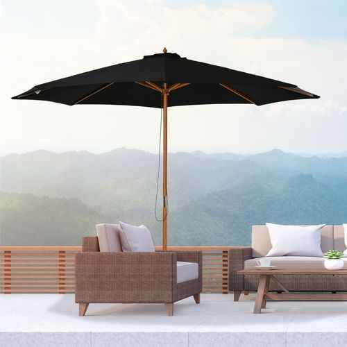 Bamboo Wooden Market Patio Umbrella  3 x 2.5 m