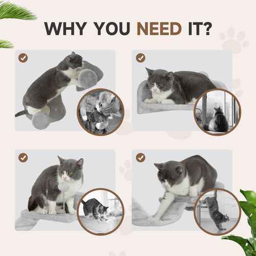 PawHut 4PCs Cat Wall Shelves with Steps, Ladder, Jumping Platforms