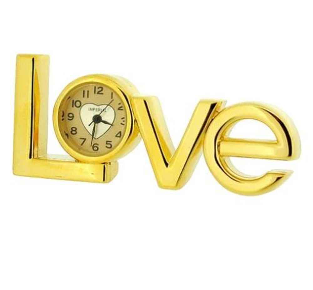Premium Gold Metal "Love" Miniature Clock - Solid Brass, High Quality - Clearance Sale, Re-Battery Required!