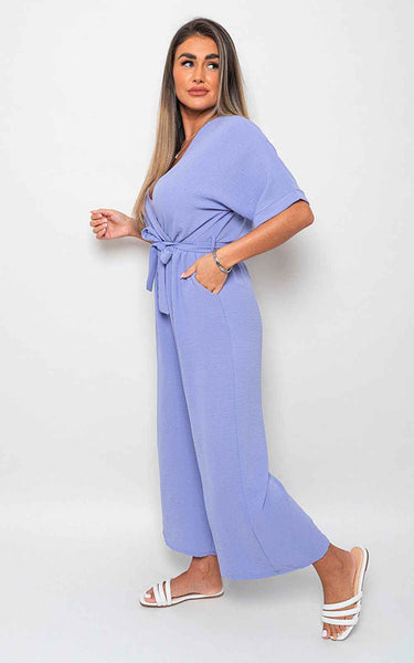 High-Quality V Neck Tie Waist Jumpsuit