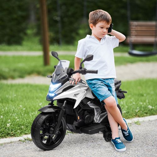 AIYAPLAY Honda Licensed 12V Kids Electric Motorbike w/ Music Headlights - White