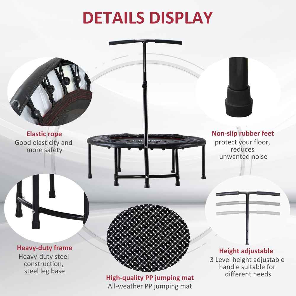 Premium 40'' Kids Mini Trampoline | Adult Rebounder Jumper w/ Handle | Fitness HOMCOM