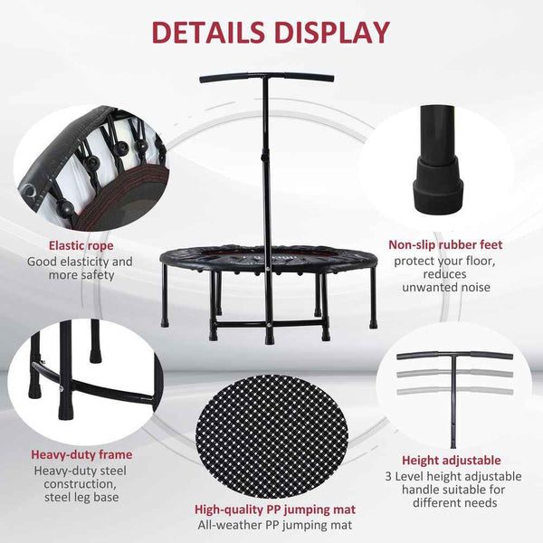 Premium 40'' Kids Mini Trampoline | Adult Rebounder Jumper w/ Handle | Fitness HOMCOM