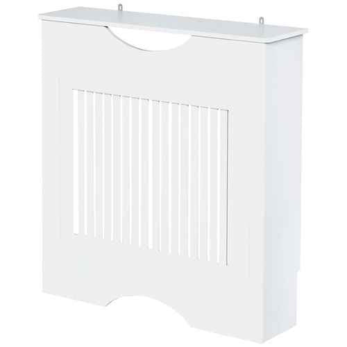 HOMCOM Modern Radiator Cover Heater Cabinet Slatted Worktop Painted MDF White
