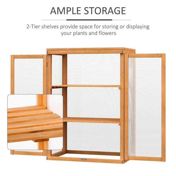 2-Shelf Wooden Cold Frame Greenhouse - Outdoor Plant Storage, Professional Grade Quality