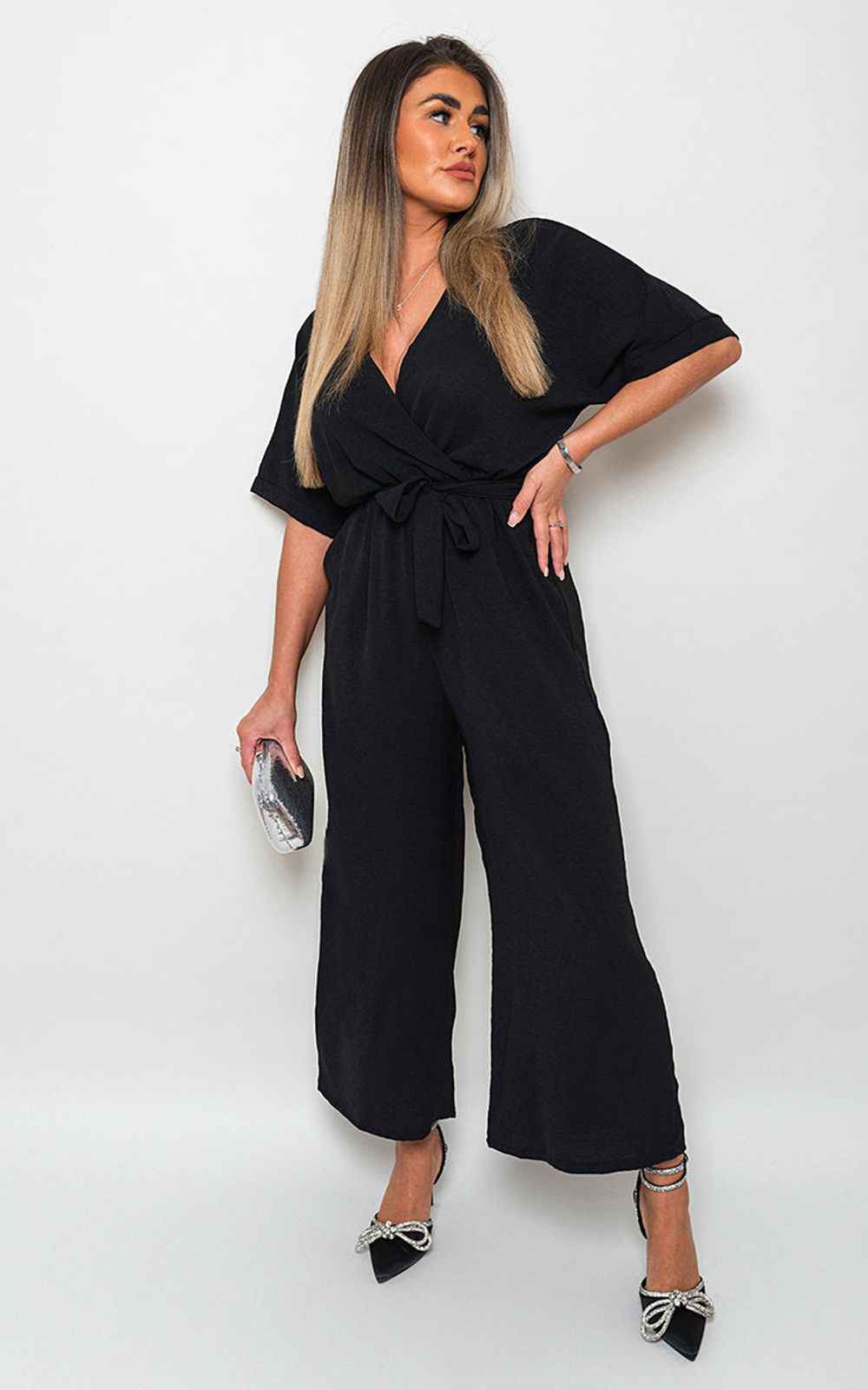 High-Quality V Neck Tie Waist Jumpsuit