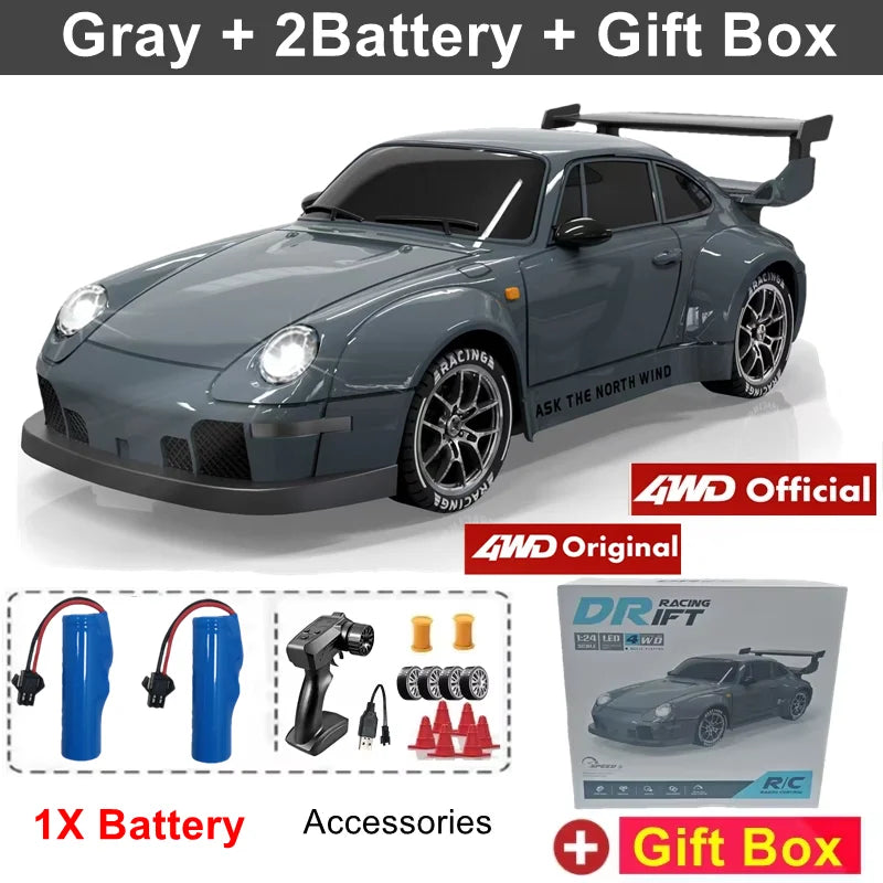 4WD RC Drift Car With LED Light 2.4G Radio 20KM/h High Speed Remote Control Racing Cars Vehicle Model Toy Gift for Boy Girl Kid