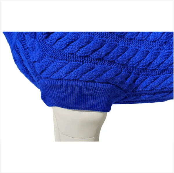 Premium Rascal Dog Jumper - Blue, Cableknit Design