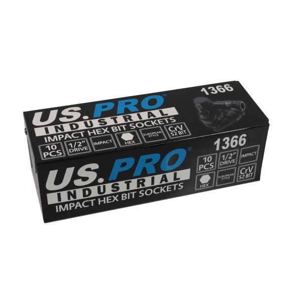 US PRO INDUSTRIAL Impact Hex Bit Socket Set 1/2" Impact Allen Keys H4 - H19 1366
