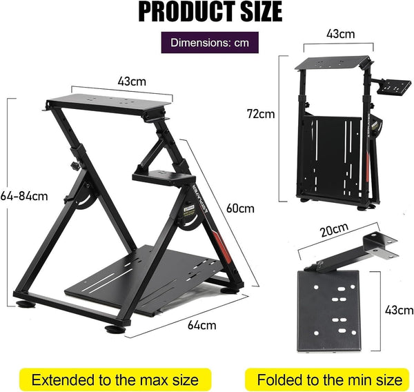 GTPLAY Driving Game Folding Simulator Racing Frame Stand Wheel Pedals Xbox PS PC