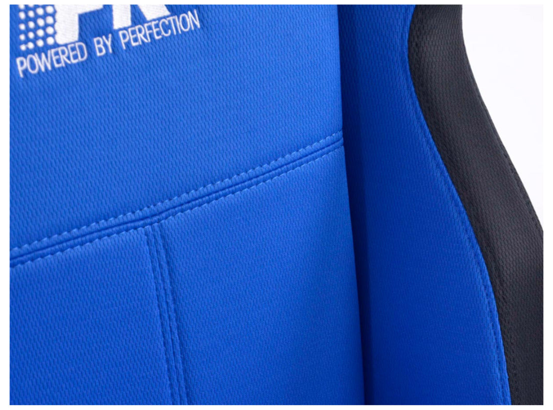 FK Pair Universal Reclining Bucket Sports Seats - Race Black & BLUE Edition