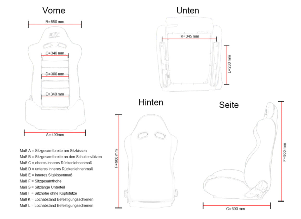 FK Pair Universal Recline Bucket Sports Seats Black HEATED Fast Road Car Edition